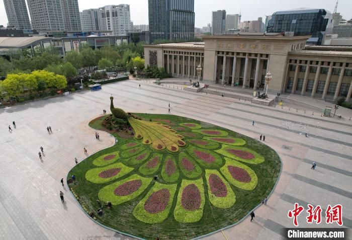 圖為航拍花壇。(無人機照片) 翟羽佳 攝