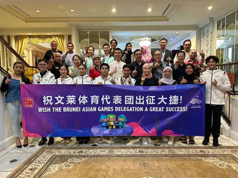 肖建國(guó)大使同參加歡送儀式的文方嘉賓、代表團(tuán)成員等合影留念。圖片由使館提供