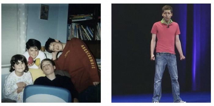 左為童年奧特曼與兄弟姐妹的合影。右為23歲時的奧特曼。圖源：Youtube