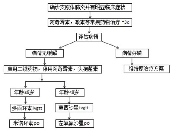 圖片源自復旦大學附屬兒科醫(yī)院《關于調整肺炎支原體肺炎診療方案的通知》