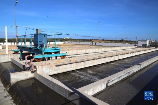 這是11月28日在突尼斯蘇塞市拍攝的中企承接建造的哈姆敦污水處理站一角。新華社記者 黃靈 攝