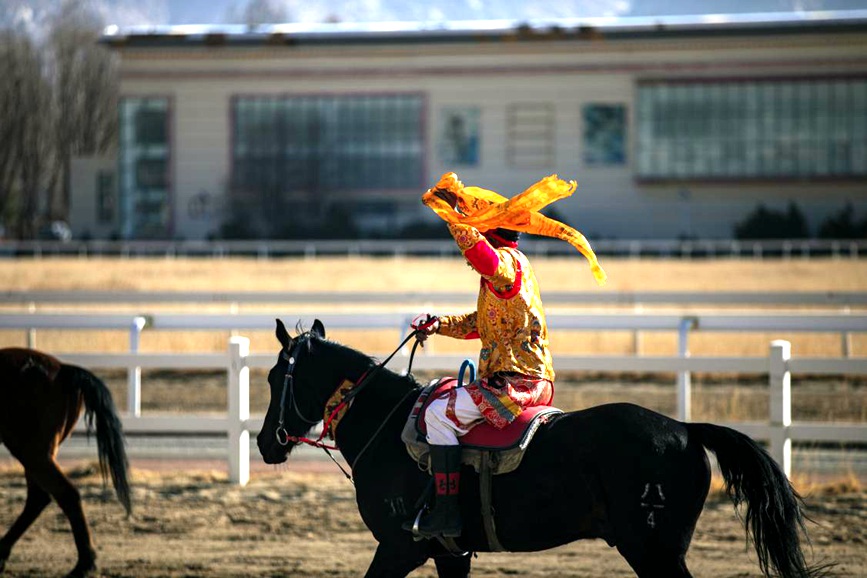 藏歷新年，精彩的馬術(shù)表演。張靜攝